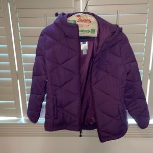 Purple puffer jacket